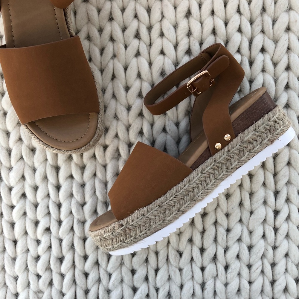 CYBER SALE! OLIVIA Tan Platform Espadrilles - Picture 5 of 7